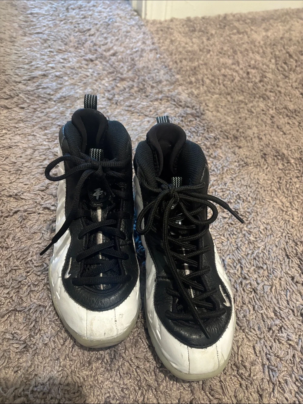 Nike Kids Black and White Foamposite-Style Sneakers